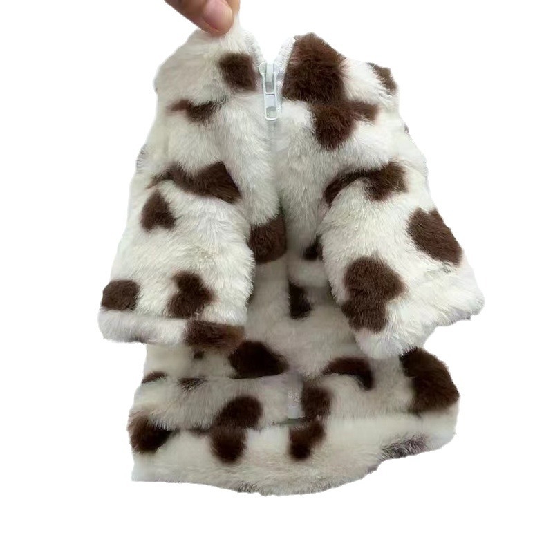 Haină de iarnă pentru câini, blană îngroșată, pentru câini de talie medie și mică, pentru pisici, Schanery VIP, haină caldă cu două picioare