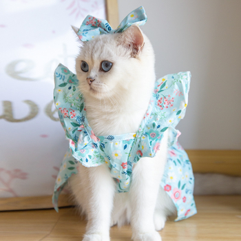 Могат да се поставят трансгранични етикети от името на производители на дрехи за домашни любимци, светлосини дрехи за кучета с цветя, лятно облекло за котки на едро