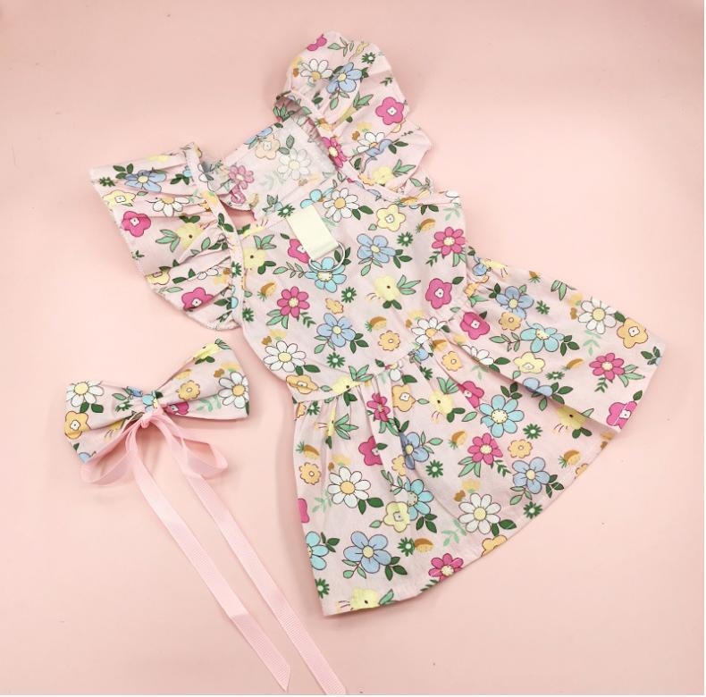 Могат да се поставят трансгранични етикети от името на производители на дрехи за домашни любимци, светлосини дрехи за кучета с цветя, лятно облекло за котки на едро