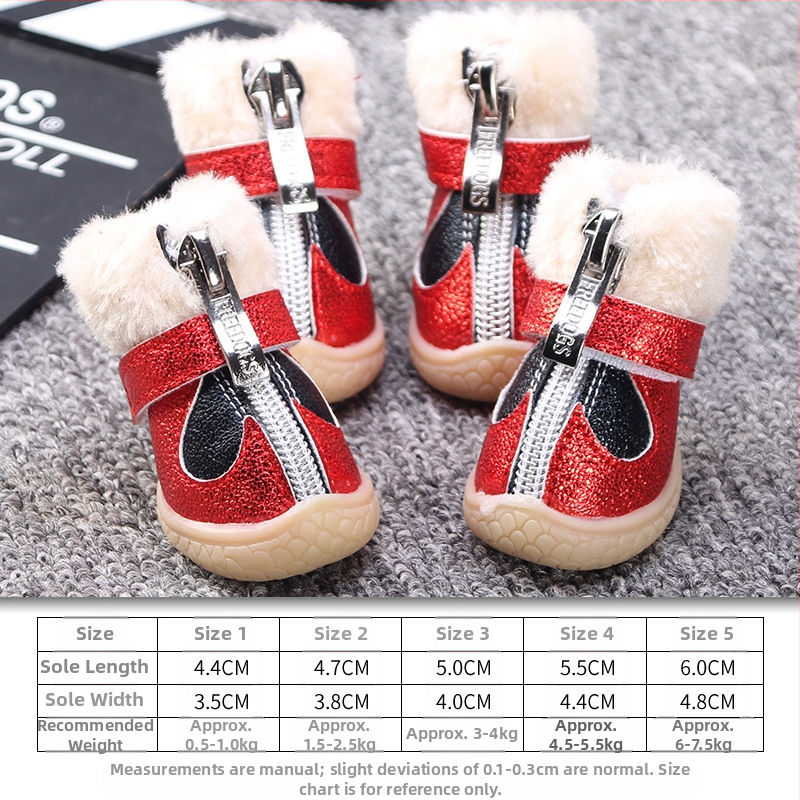 Šunų batai mažiems meškiukams Naujųjų metų dieną vedžiojant šunį, šilti, vilnoniai, pėdų uždangalai, neslystantys, raudoni, šventiniai medvilniniai batai
