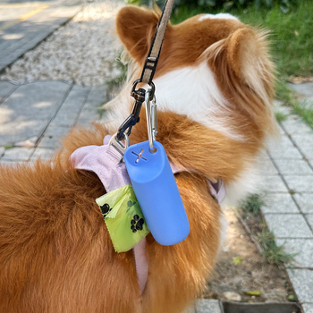 Кутия за съхранение на кучешки акане в джоб за домашни любимци, джоб за кучета, безплатен висящ пръстен, 2 в 1, преносима чанта за съхранение на кучешки акане