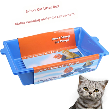 Tvornica za pijesak za kućne ljubimce, tri u jednom, napola zatvorena, mačji WC, kutija za pijesak za mačke, kvadratna ploča za pijesak za mačke, veliki mačji WC