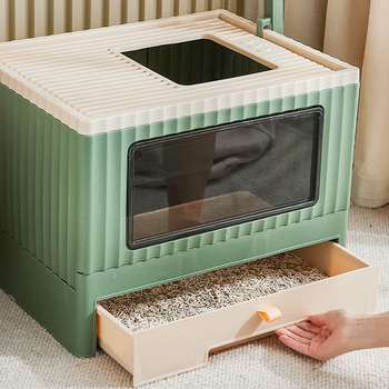 Λεκάνη άμμου για γάτες, ανθεκτική στις οσμές, πλήρως κλειστή, μεγάλη, ανθεκτική στις πιτσιλιές, πλήρως αυτόματη, τύπου συρταριού με άνοιγμα από πάνω και καπάκι, μεγάλη, διπλή άμμος για γάτες