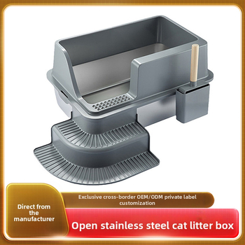 Amazonova najprodavanija kutija za mačji pijesak od nehrđajućeg čelika, ekstra velika, otporna na prskanje, poluzatvorena, sa stepenicama, Abs, uključuje lopaticu za mačke