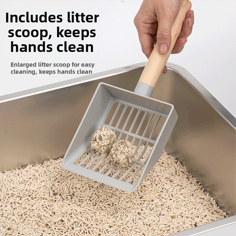 Najpredávanejšia mačacia podstielka z nehrdzavejúcej ocele na Amazone, extra veľká, odolná voči striekajúcej vode, polouzavretá, so schodíkmi, Abs, vrátane naberačky pre mačky