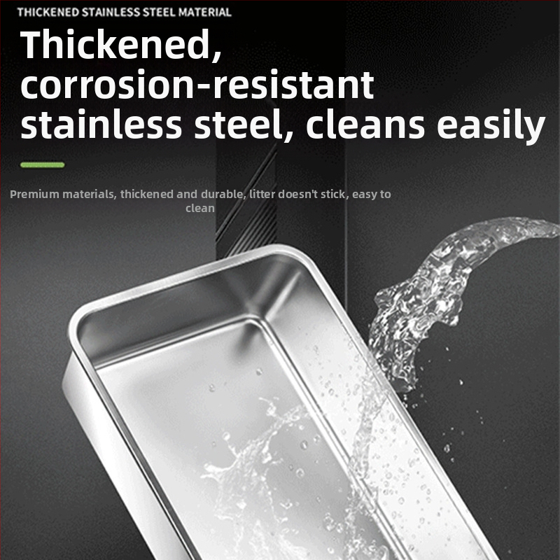 Najpredávanejšia mačacia podstielka z nehrdzavejúcej ocele na Amazone, extra veľká, odolná voči striekajúcej vode, polouzavretá, so schodíkmi, Abs, vrátane naberačky pre mačky