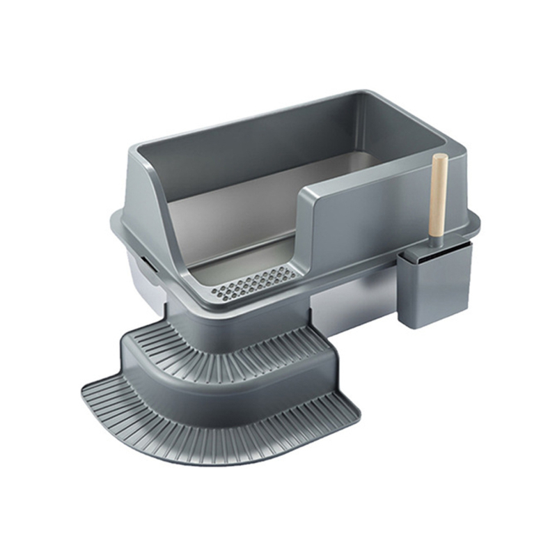 Amazonova najprodavanija kutija za mačji pijesak od nehrđajućeg čelika, ekstra velika, otporna na prskanje, poluzatvorena, sa stepenicama, Abs, uključuje lopaticu za mačke
