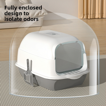 Μεγάλη, πλήρως κλειστή άμμος για γάτες, ανθεκτική στις πιτσιλιές, μεγάλη τουαλέτα για γάτες, ημικλειστή, διπλής χρήσης, σε απόθεμα, χονδρική