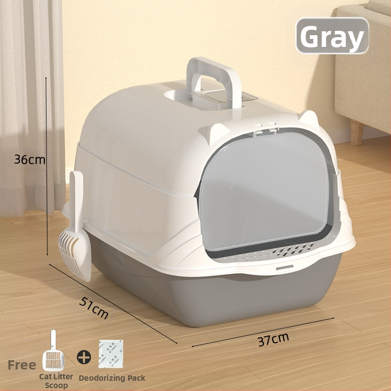 Velika, potpuno zatvorena kutija za mačji posip, otporna na mirise, prskanje, predimenzionirana, mačji WC, poluzatvorena, dvostruka namjena, na zalihi, veleprodaja