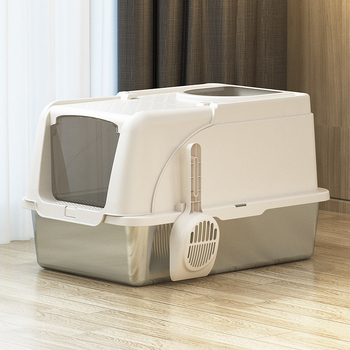 Πτυσσόμενη αμμολεκάνη από ανοξείδωτο ατσάλι με μπροστινή και εξωτερική επένδυση, αδιάβροχη, πλήρως κλειστή, με μεγάλο συρτάρι για τουαλέτα γάτας