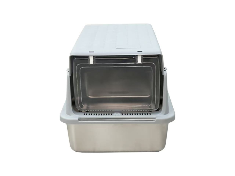 Sklopiva kutija za pijesak od nehrđajućeg čelika s prednjim gornjim dijelom, otporna na prskanje, potpuno zatvorena, mačji WC s velikom ladicom