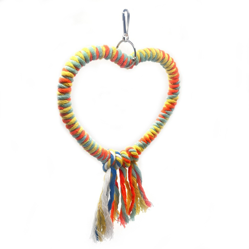 Любовна форма памучно въже люлка цвят птица играчка папагал кацнал катерене клюн шлайфане стойка клетка за птици декоративни аксесоари на едро