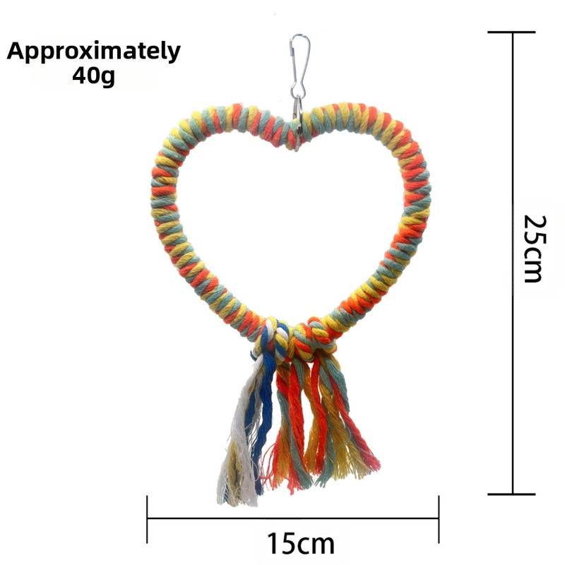Любовна форма памучно въже люлка цвят птица играчка папагал кацнал катерене клюн шлайфане стойка клетка за птици декоративни аксесоари на едро