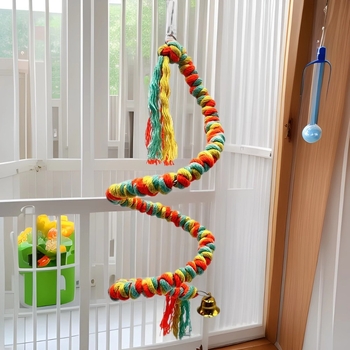 Παιχνίδι παπαγάλου χρωματιστό βαμβακερό σχοινί αναρρίχησης περιστρεφόμενο σχοινί σχοινί αναρρίχησης κλουβί πουλιών διακοσμητικό κρεμαστό πουλί παιχνίδι λείανσης στόματος