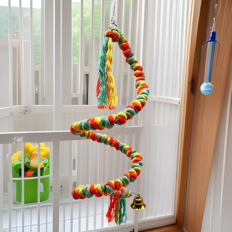 Играчка за папагал, цветно памучно въже за катерене, въртящо се въже за катерене, птича клетка, декоративна висулка, птици, дъвчеща играчка за смилане на уста