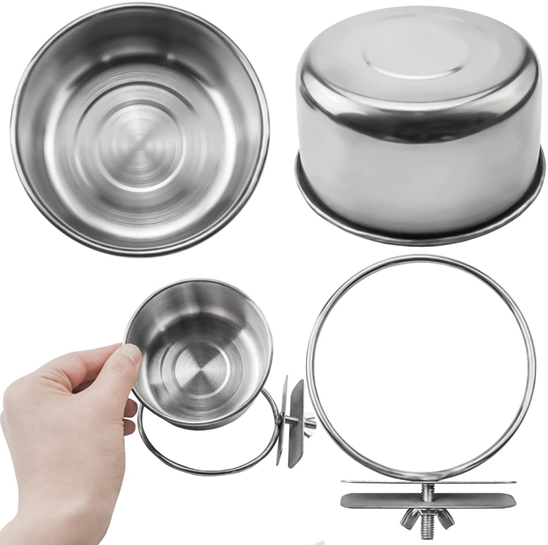 Купа за храна за папагали от неръждаема стомана, кутия за храна, купа за храна, купа за вода, чаша за храна, корито за храна за птици, специално удебелено