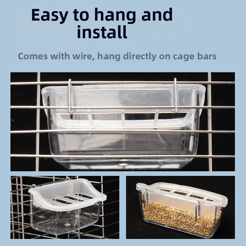 Tigro odos bijūnų papūgos užkandžių dėžutė paukščiams, mažiems paukščiams, apsauga nuo taškymosi, viduje pakabinamas maisto dubenėlis, lovelis paukščių lesyklėlėms, paukščių reikmenys