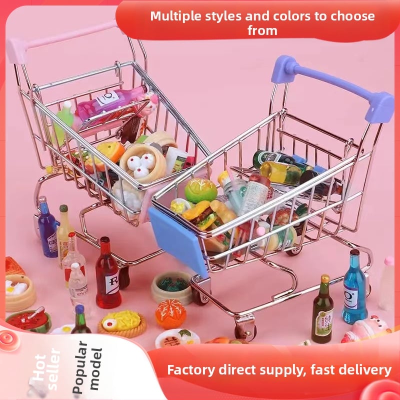 Bērnu iepirkumu ratiņi, mini iepirkumu ratiņi, rotaļu mājas iepirkšanās modeļa dekorēšana, radoša uzglabāšanas automašīna, mazs izmērs