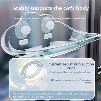 Νέα αιώρα γάτας με αφαιρούμενη και πλενόμενη βεντούζα, γυάλινη φωλιά γάτας υψηλής αντοχής, χωρίς καρφιά, τοποθετημένη στον τοίχο