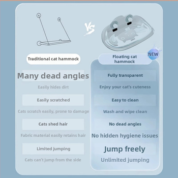 Νέα αιώρα γάτας με αφαιρούμενη και πλενόμενη βεντούζα, γυάλινη φωλιά γάτας υψηλής αντοχής, χωρίς καρφιά, τοποθετημένη στον τοίχο