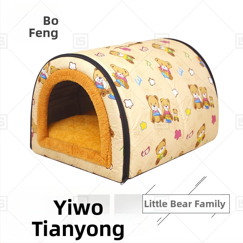 Cuib de pisici de dimensiuni mici și mijlocii, detașabil și lavabil, îngroșat, cald, semi-închis, detașabil și lavabil, cu dublă utilizare, cuib de animale de companie universale pentru patru anotimpuri