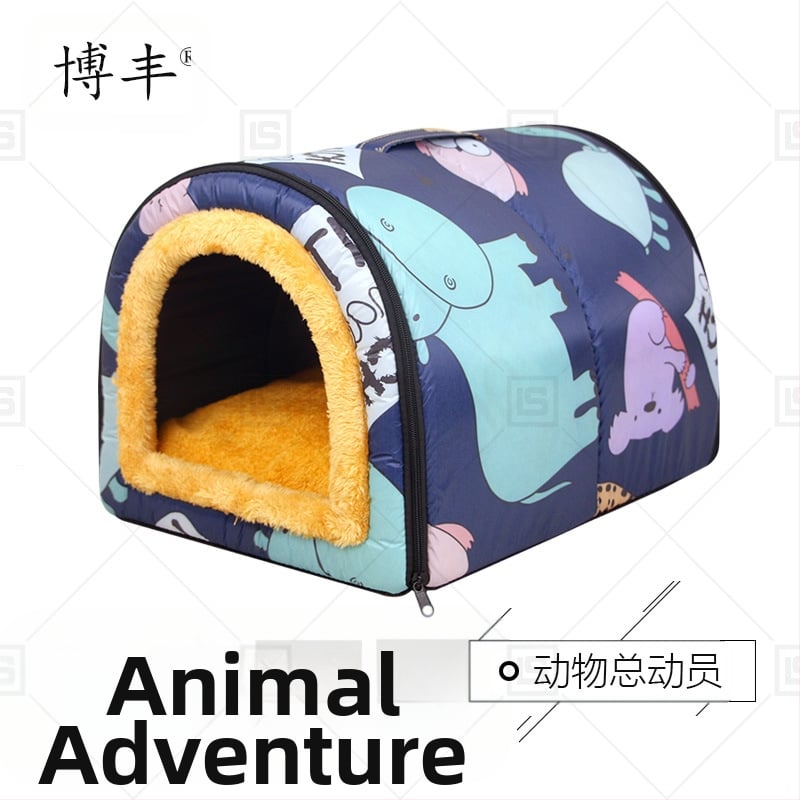 Cuib de pisici de dimensiuni mici și mijlocii, detașabil și lavabil, îngroșat, cald, semi-închis, detașabil și lavabil, cu dublă utilizare, cuib de animale de companie universale pentru patru anotimpuri