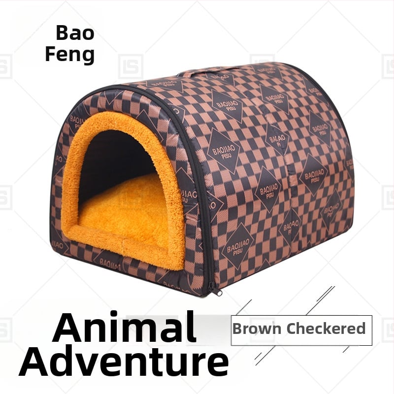 Cuib de pisici de dimensiuni mici și mijlocii, detașabil și lavabil, îngroșat, cald, semi-închis, detașabil și lavabil, cu dublă utilizare, cuib de animale de companie universale pentru patru anotimpuri