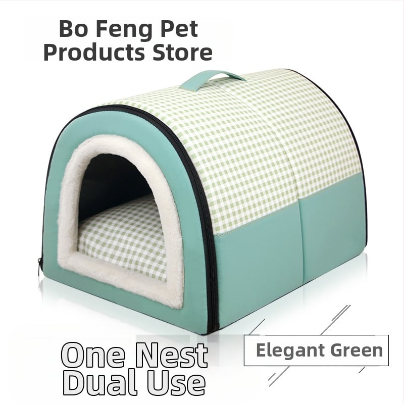 Cuib de pisici de dimensiuni mici și mijlocii, detașabil și lavabil, îngroșat, cald, semi-închis, detașabil și lavabil, cu dublă utilizare, cuib de animale de companie universale pentru patru anotimpuri