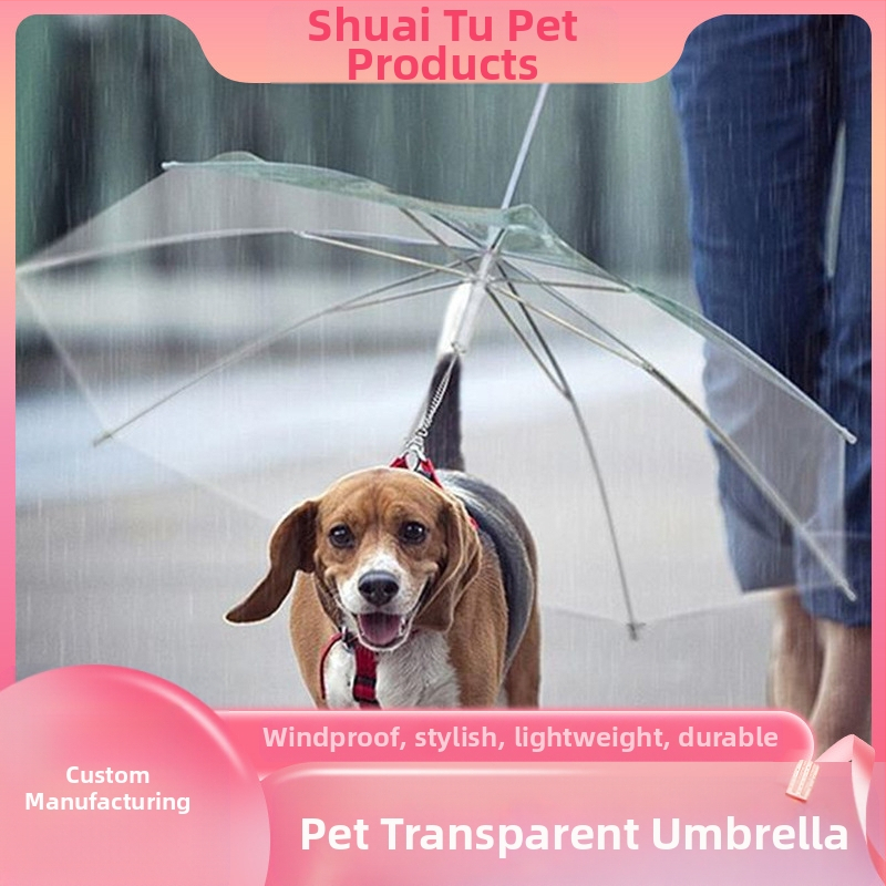 Lemmikloomade läbipaistev vihmavari koerte jalutamiseks vihmasel päeval, kaasaskantav ja vihmakindel, kasside ja koerte lemmikloomade vihmavari rihmaga