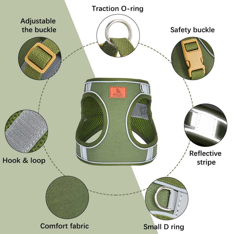 Novi prsluk za kućne ljubimce s remenom za vuču za pse, reflektirajući remen za pse, prozračni i udobni remen za vuču za mačke