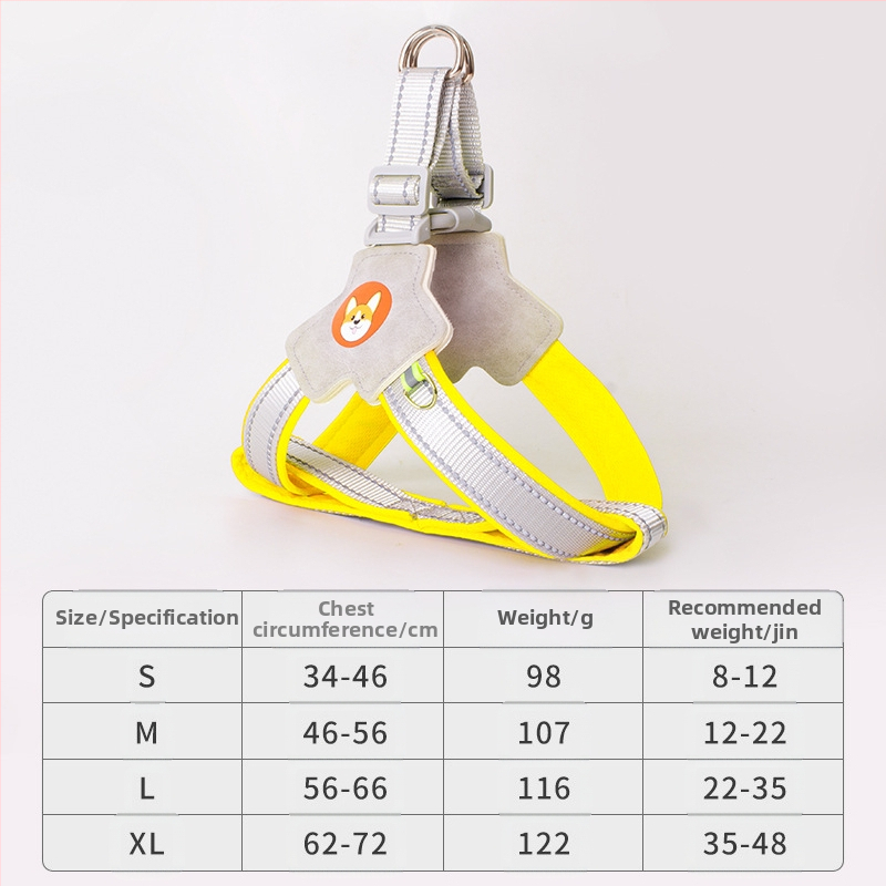 Γιλέκο με σχοινί έλξης για σκύλους, ιμάντας στήθους για κατοικίδια, σχοινί περπατήματος για σκύλους, Chai για σκύλους, Corgi, αντανακλαστικό, αντιεκρηκτικό, σχοινί περπατήματος για σκύλους, πλάτη