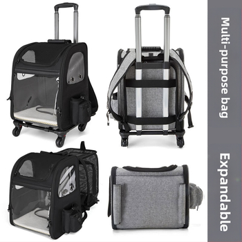 Geantă de cărucior pentru animale de companie, rucsac, geantă portabilă pentru pisici, geantă pentru câini, geantă de vară respirabilă, capacitate mare, extensibilă, geantă pentru animale de companie