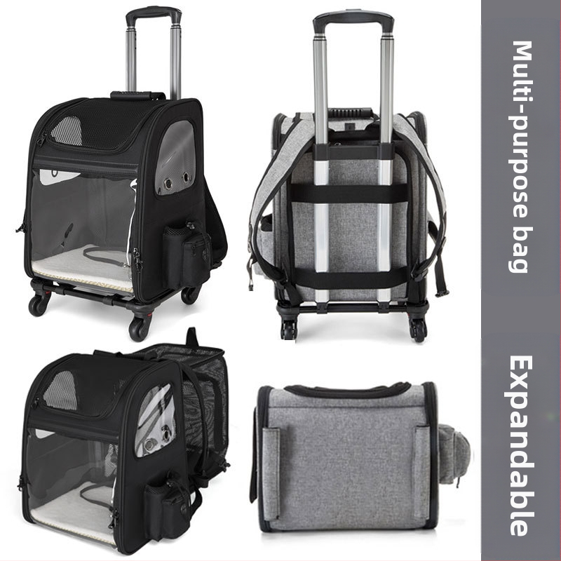 Geantă de cărucior pentru animale de companie, rucsac, geantă portabilă pentru pisici, geantă pentru câini, geantă de vară respirabilă, capacitate mare, extensibilă, geantă pentru animale de companie