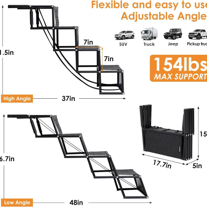 Automobilske ljestve za kućne ljubimce, ljestve za penjanje po automobilu, pedala za velike pseće stepenice, sklopive prijenosne stepenice
