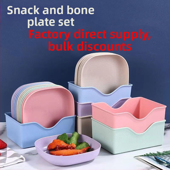 Naujas atvykęs kaulų spjaudymo indas, kūrybingas japoniško stiliaus buitinis kaulų spjaudymo indas, plastikinis mažas indas, mielas maisto laikymo dėžutė su pagrindu