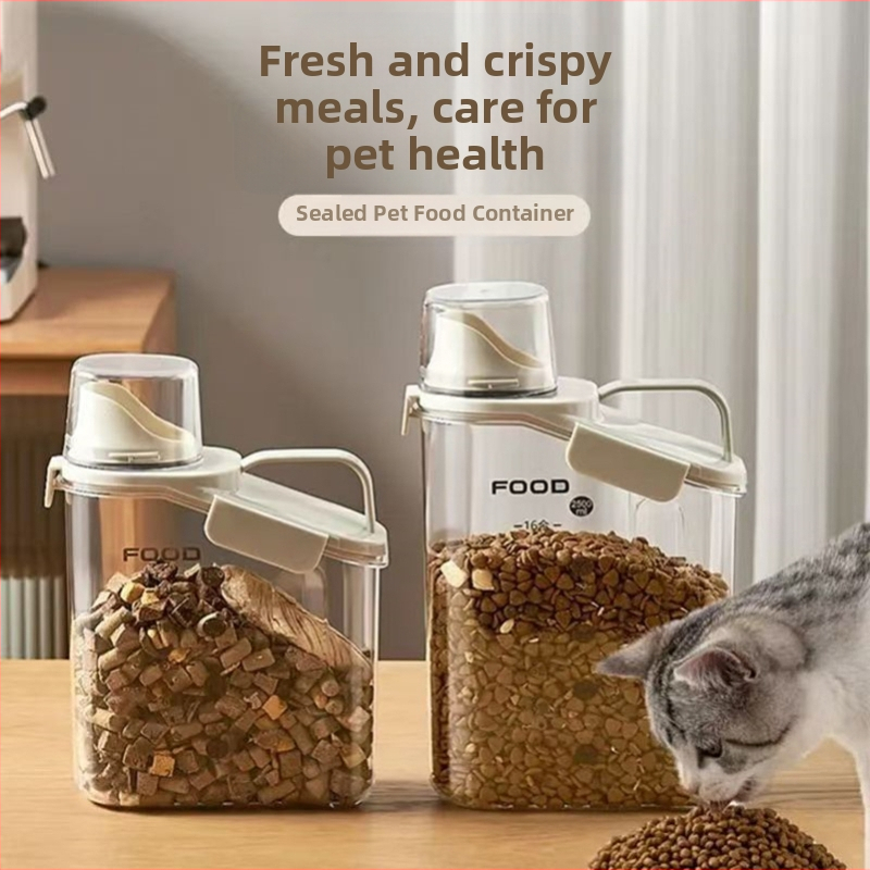 Домашен хранителен клас, запечатан прозрачен, запечатан, за домашни любимци, котешка храна, ориз, кофа, брашно, буркан за съхранение на чай, устойчив на насекоми, влагоустойчив буркан с едрозърнест материал