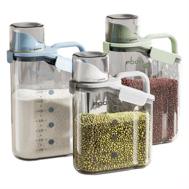 Домашен хранителен клас, запечатан прозрачен, запечатан, за домашни любимци, котешка храна, ориз, кофа, брашно, буркан за съхранение на чай, устойчив на насекоми, влагоустойчив буркан с едрозърнест материал