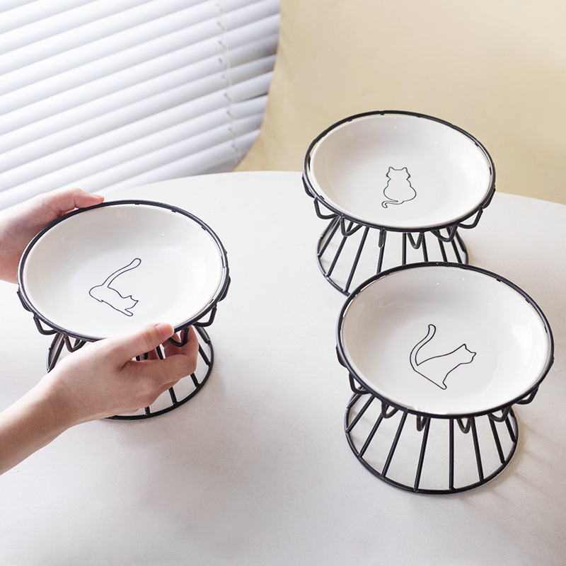 Keramička zdjela za kućne ljubimce, visoka keramička zdjela za mačju hranu, grickalice, konzervirani tanjur, prevencija cervikalne spondiloze preko granice Amazon