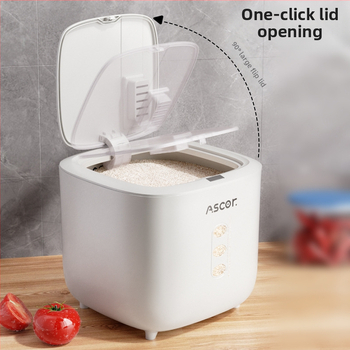 Ryžių kibiras, buitinis, sandarus, nuo vabzdžių ir drėgmei atsparus, 10 kg, stilingas maistinių miltų laikymo bakas, ryžių cilindrinė dėžė, ryžių makaronų laikymas