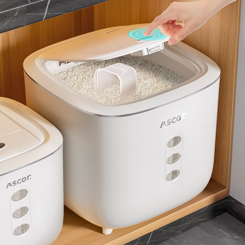 Ryžių kibiras, buitinis, sandarus, nuo vabzdžių ir drėgmei atsparus, 10 kg, stilingas maistinių miltų laikymo bakas, ryžių cilindrinė dėžė, ryžių makaronų laikymas