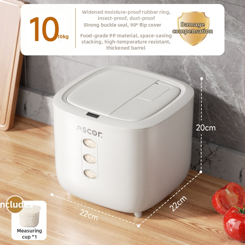 Ryžių kibiras, buitinis, sandarus, nuo vabzdžių ir drėgmei atsparus, 10 kg, stilingas maistinių miltų laikymo bakas, ryžių cilindrinė dėžė, ryžių makaronų laikymas