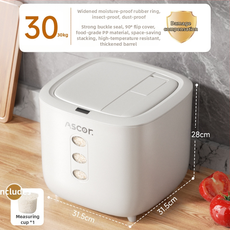 Ryžių kibiras, buitinis, sandarus, nuo vabzdžių ir drėgmei atsparus, 10 kg, stilingas maistinių miltų laikymo bakas, ryžių cilindrinė dėžė, ryžių makaronų laikymas