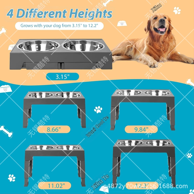 Купа за повдигане на домашни любимци, сгъваема купа за кучета, бавна храна, бавна храна, против задавяне, повдигната купа за ориз, двойна купа, повдигната купа, купа за облизване