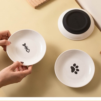 Keramička zdjela za mačke, prekogranična oprema za kućne ljubimce, silikonska neklizajuća keramička zdjela, zdjela za hranu za pse, zdjela za hranu za mačke s protukliznom površinom, zdjela za pse s ribljom kosti