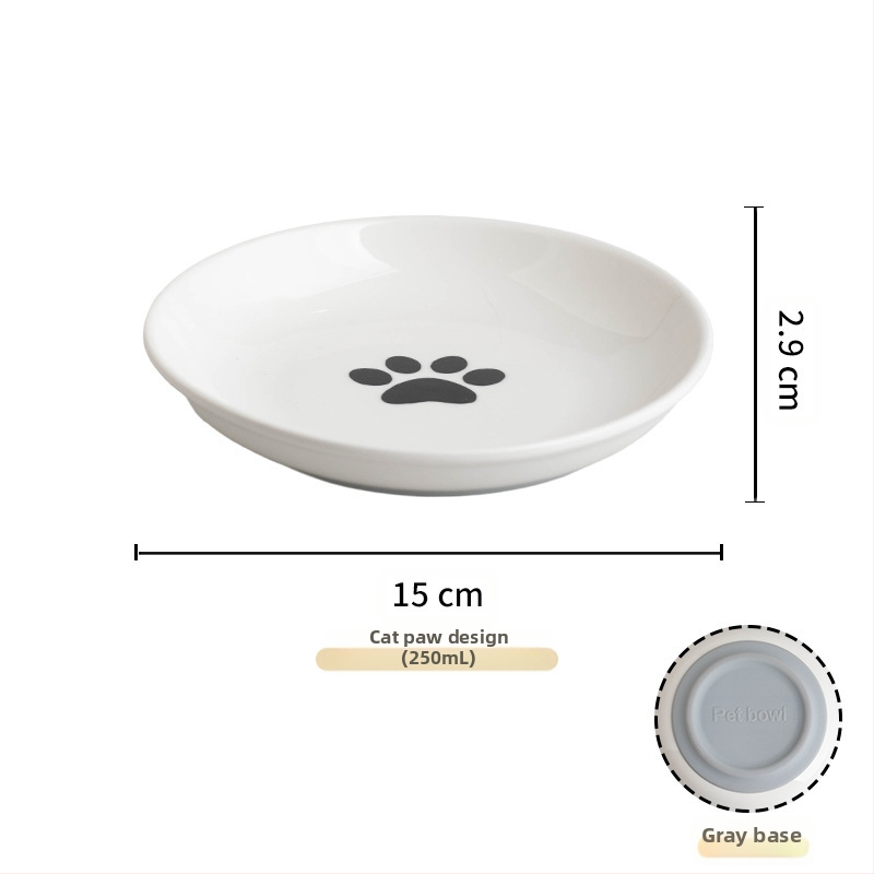Keramička zdjela za mačke, prekogranična oprema za kućne ljubimce, silikonska neklizajuća keramička zdjela, zdjela za hranu za pse, zdjela za hranu za mačke s protukliznom površinom, zdjela za pse s ribljom kosti