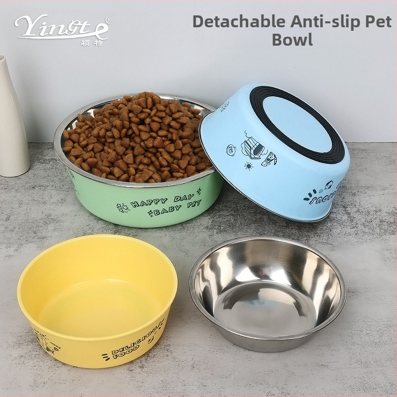 Търговия на едро на домашни любимци Неплъзгаща се купа за храна за кучета и котки Купа за ориз за кучета Купа за вода Купа за храна с двойна употреба за домашни любимци