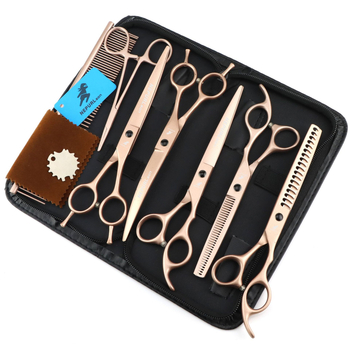 7.0 инча зелени 6 ножици за красота на домашни любимци прави ножици ножици с двойна опашка мачете ножици костюм рибена кост зъби зъби ножици за зъби