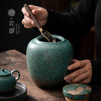 Keraminis buitinis didelis arbatos indelis sandariai uždarytas indelis vintažinis akmens masės drėgmei atsparus arbatos laikymo indelis arbatos pakavimo dėžutė pu`er arbatos dėžė