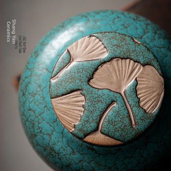 Keraminis buitinis didelis arbatos indelis sandariai uždarytas indelis vintažinis akmens masės drėgmei atsparus arbatos laikymo indelis arbatos pakavimo dėžutė pu`er arbatos dėžė