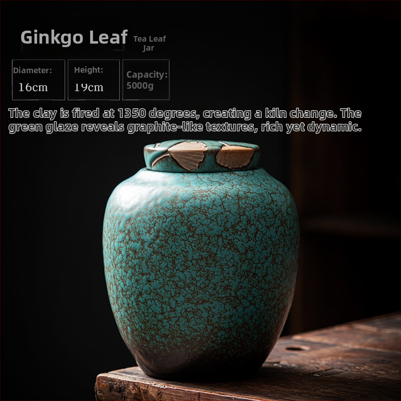 Keraminis buitinis didelis arbatos indelis sandariai uždarytas indelis vintažinis akmens masės drėgmei atsparus arbatos laikymo indelis arbatos pakavimo dėžutė pu`er arbatos dėžė